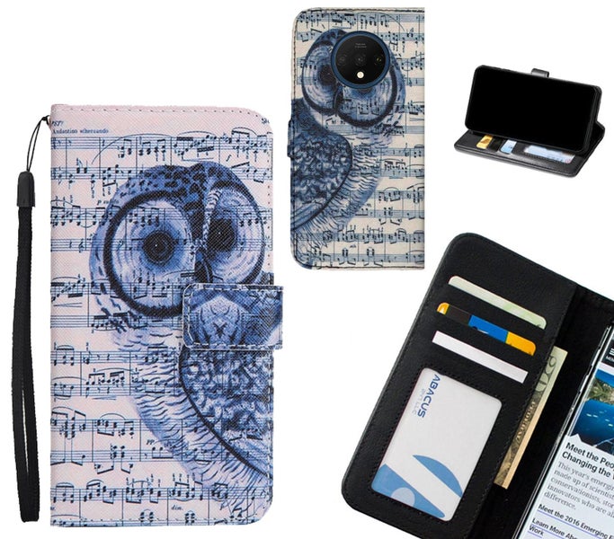 OnePlus 7T case 3 card leather wallet case printed ID Carousel 1
