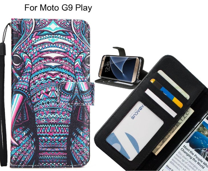 Moto G9 Play case 3 card leather wallet case printed ID Carousel 1