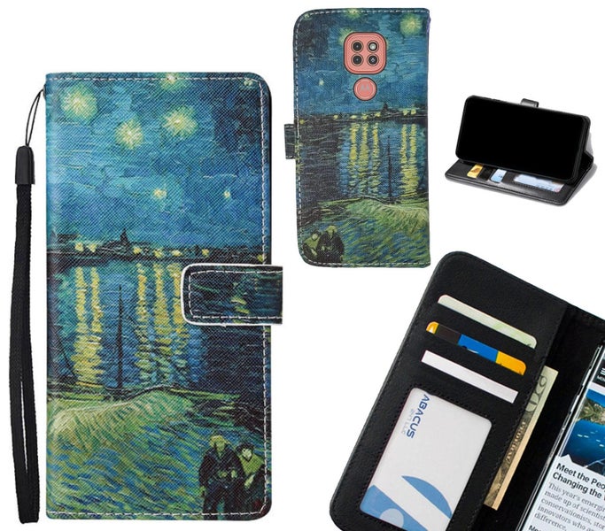 Moto G9 Play case leather wallet case van gogh painting Carousel 1