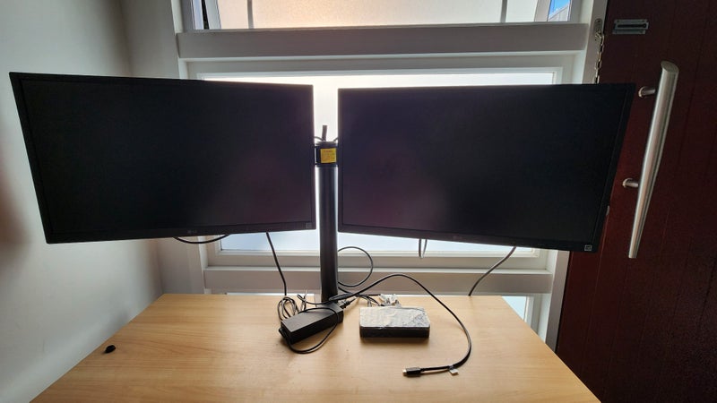 2 Monitor, Mount stand, computer table and gaming chair - workstation setup Carousel 7