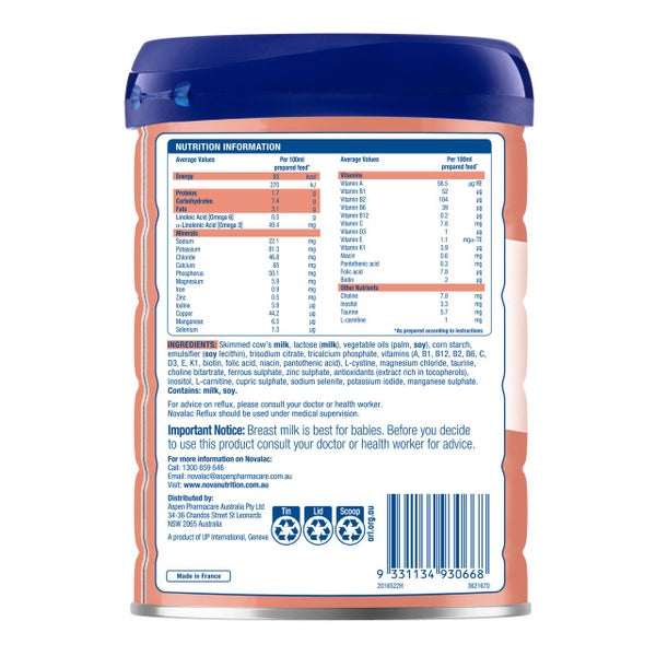 Novalac Reflux Premium Evidence Based Specialty Infant Formula Powder 800g Carousel 2