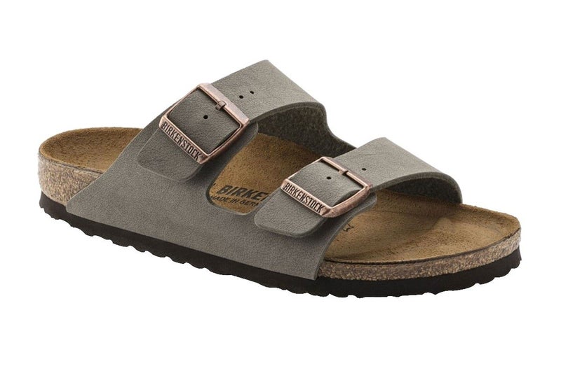 Birkenstock Arizona Birko-Flor Nubuck Regular Fit Sandal (Stone) Carousel 1