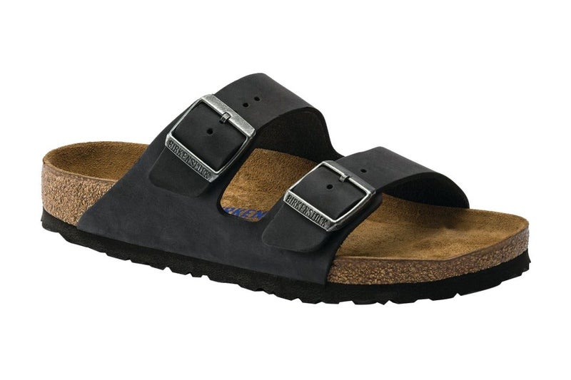Birkenstock Unisex Arizona Oiled Leather Sandal (Black) Carousel 1