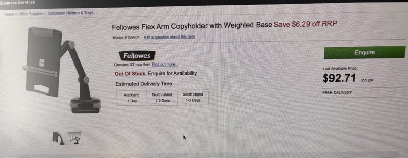 Fellowes flex arm weighted base document holder Carousel 6