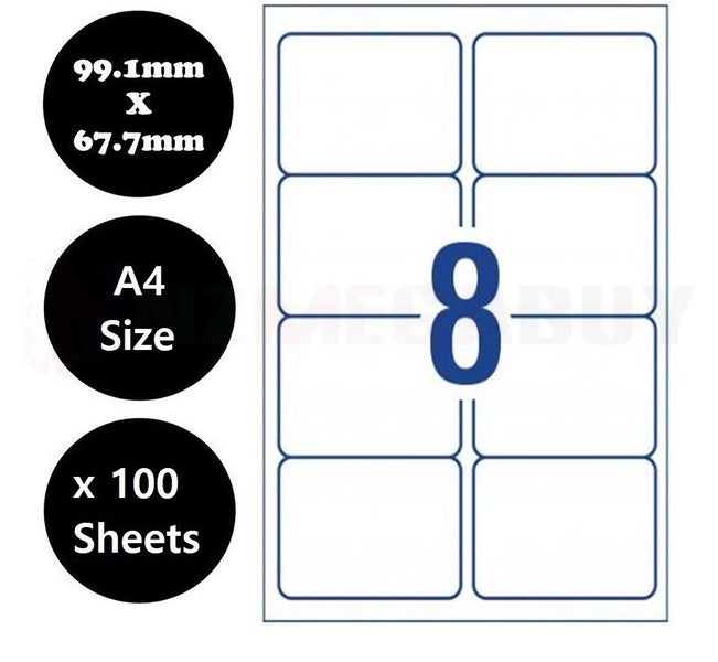 A4 Labels Sticker, 100pc Paper Mailing Address Office Laser Inkjet 74.2x105mm Carousel 2