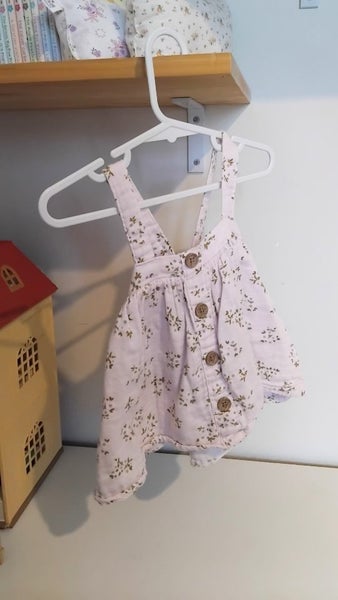 Baby Berry Muslin Lilac Pinafore Dress | Size 6-12 Carousel 1