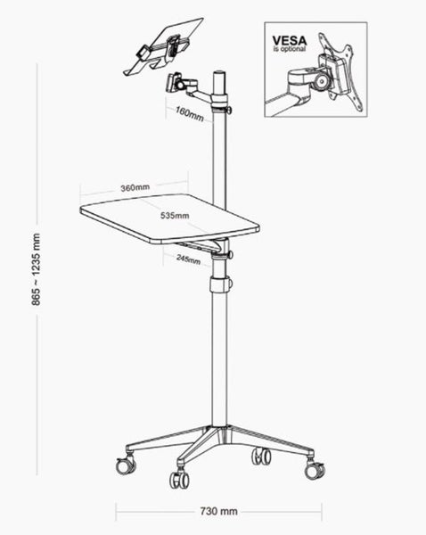 Office Laptop Floor Stand Height Adjustable Desktop Table Portable Rolling Carousel 5
