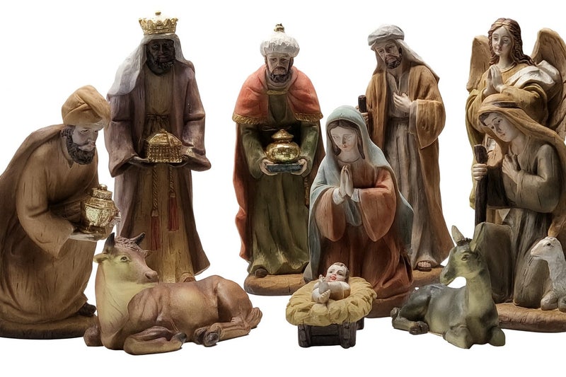 Christmas Nativity Set Scene Figures Polyresin Figurines Baby Jesus-11 PIECE SET Carousel 1
