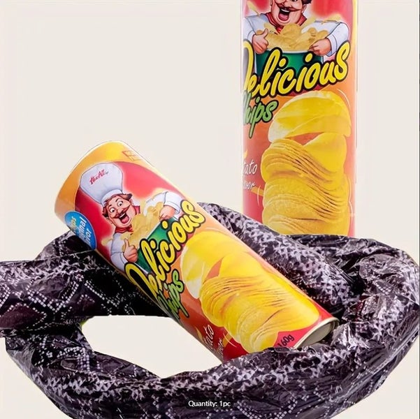 Promotion! Novelty Potato Chip Can Spring Snake Trick Toy Carousel 1