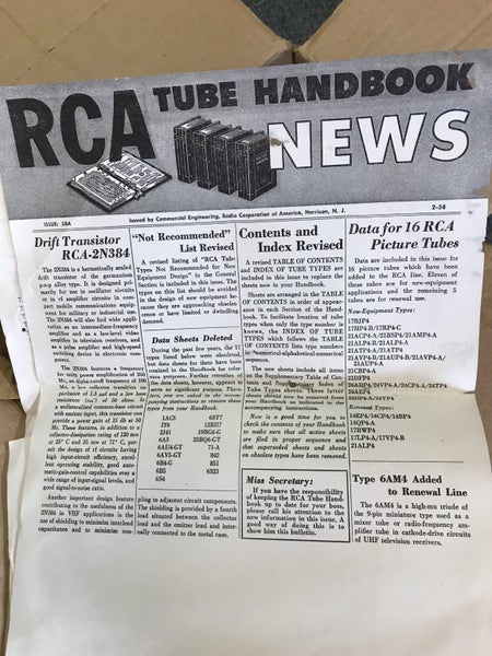 Vintage data sheet inserts for RCA tubes and transistors Carousel 1