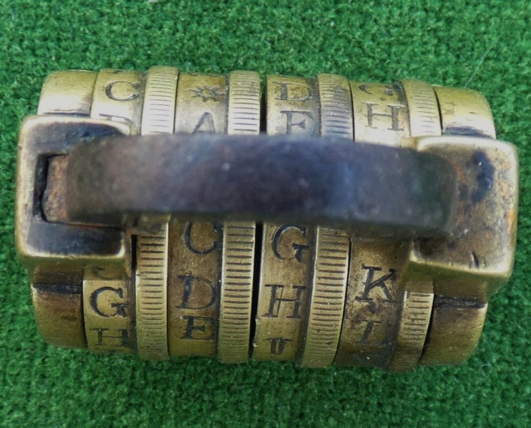 GENUINE Antique WORD Combination PADLOCK Made of BRASS & Iron WORKING with COMBO Carousel 2