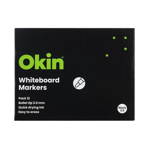 Okin Bullet Tip Black Whiteboard Marker 3.0mm IWMBLK Carousel 3