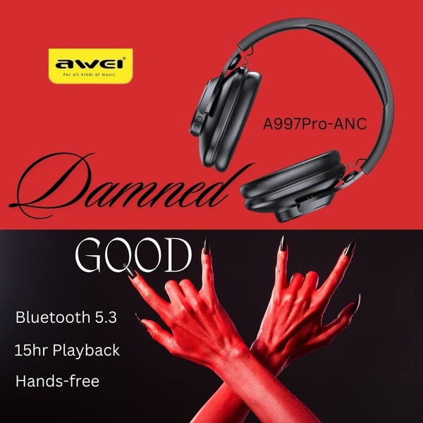 Headphones - Genuine Awei Brand - Bluetooth - ANC Noise Cancel - 20hrs Play Carousel 1