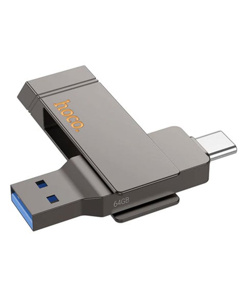 Hoco USB-A & USB-C High Speed 64GB Flash Drive (UD15) - Grey Carousel 1