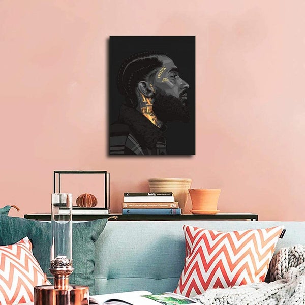 Framed $1 RESERVE 1 Panel Canvas Art Print - Nipsey Hussle Carousel 2