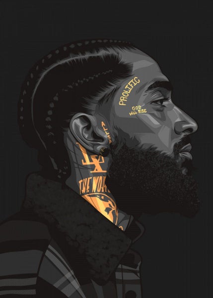 Framed $1 RESERVE 1 Panel Canvas Art Print - Nipsey Hussle Carousel 1