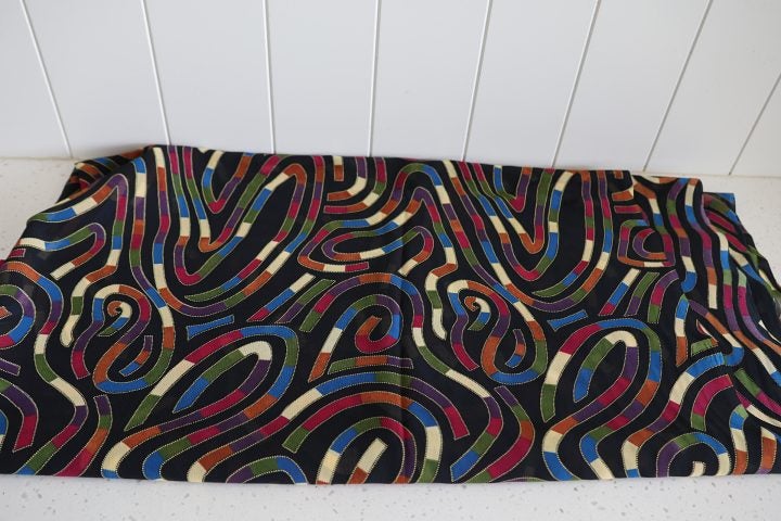 3.6 Metres of Stunning Retro Black Patterned Fabric - Not Static-y Carousel 1