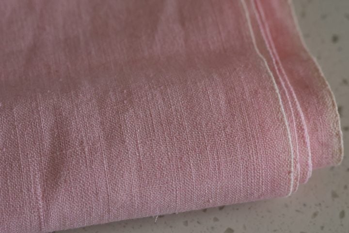 3 Metres of Pink Vintage Cotton Fabric - Linen Texture. 3 Metres x 110 cm. Carousel 2