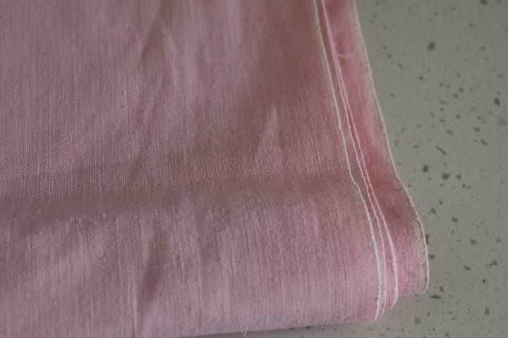 3 Metres of Pink Vintage Cotton Fabric - Linen Texture. 3 Metres x 110 cm. Carousel 4