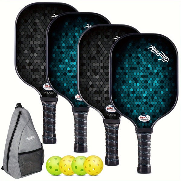 NNETM Pickleball Paddle Set 4-Pack Fiberglass Beginners Carousel 1