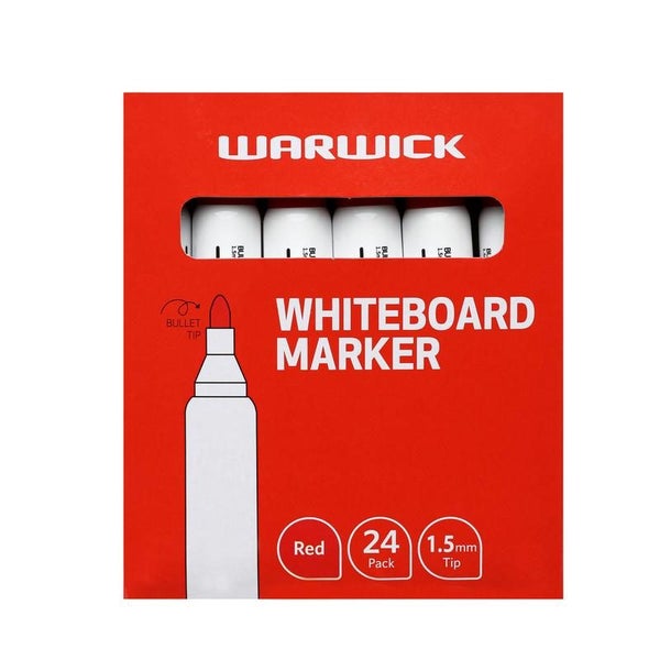 Warwick Whiteboard Marker Bullet Tip Red 24 Pack 11577598 Carousel 1