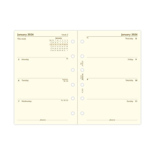 Filofax Pocket Week on Two Pages Refill Cotton Cream 2026 Carousel 2