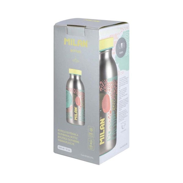 Milan 350ml Stainless Steel Isothermal Bottle Silver Yellow Carousel 2