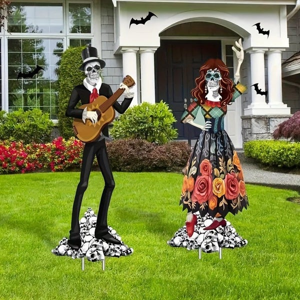 NNETM Halloween Skeleton Couple Yard Decor (2PCS) Carousel 2