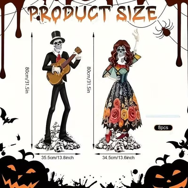NNETM Halloween Skeleton Couple Yard Decor (2PCS) Carousel 6