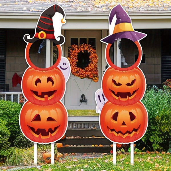 NNETM Halloween Outdoor Lawn Pumpkin & Witch Hat Decorations Carousel 2
