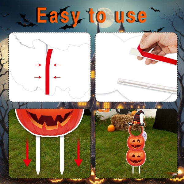 NNETM Halloween Outdoor Lawn Pumpkin & Witch Hat Decorations Carousel 4