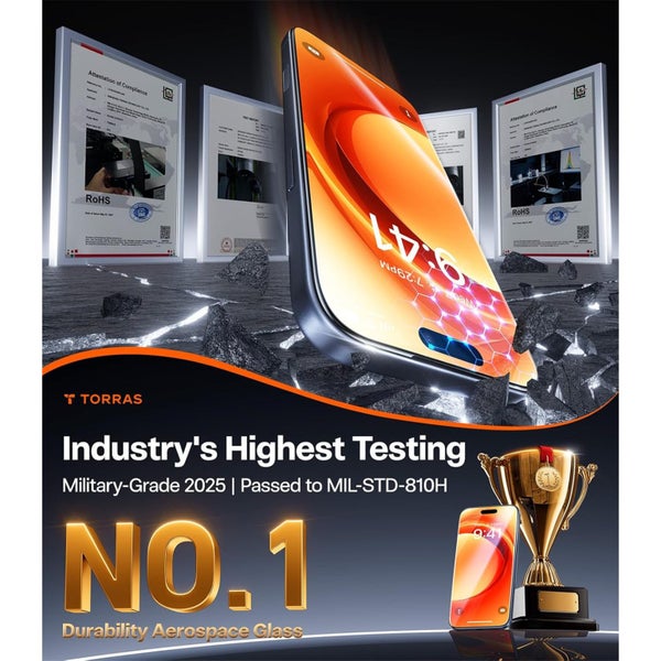 Torras iPhone Air (6.5") 2025 Premium Tempered Glass Screen Protector - Clear , Carousel 2