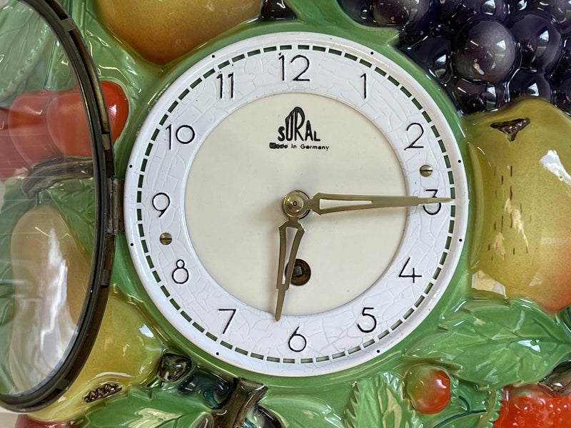 Fully Restored Mint 1950's German Ceramic Fruit Clock Carousel 2