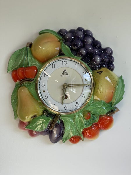 Fully Restored Mint 1950's German Ceramic Fruit Clock Carousel 1