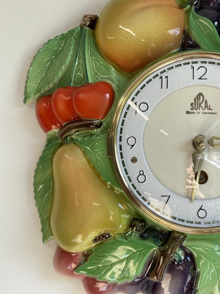 Fully Restored Mint 1950's German Ceramic Fruit Clock Carousel 15
