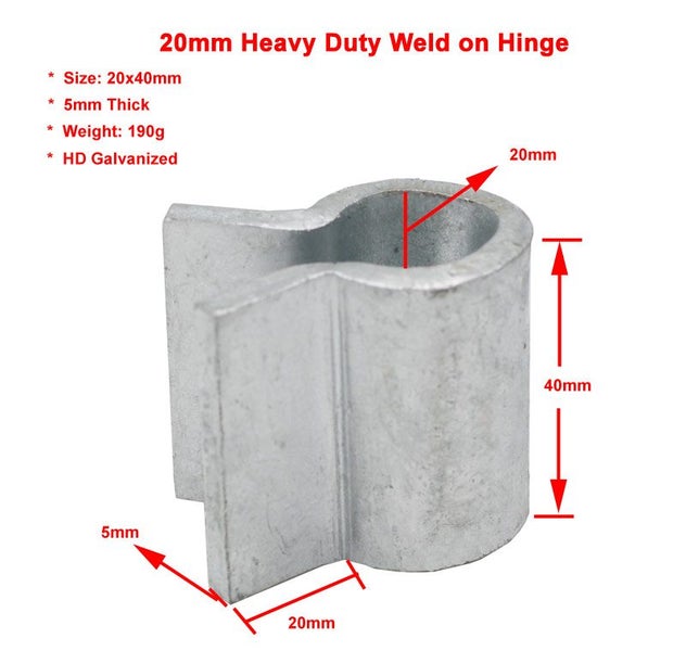 20mm Heavy Duty Weld On Gate Hinges(20mm x 40mm x 5mm) --- Brand New Carousel 1