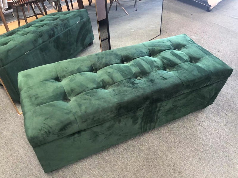 Chicago Blanket Box / Storage Box Velvet Fabric Green Color Carousel 1