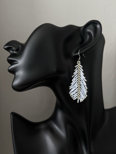 Handmade Beaded Feather Earrings for Women Carousel 1