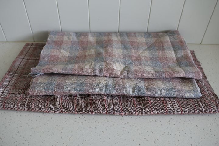 Quality Vintage "Check" Fabric. 3 Pieces. Carousel 1