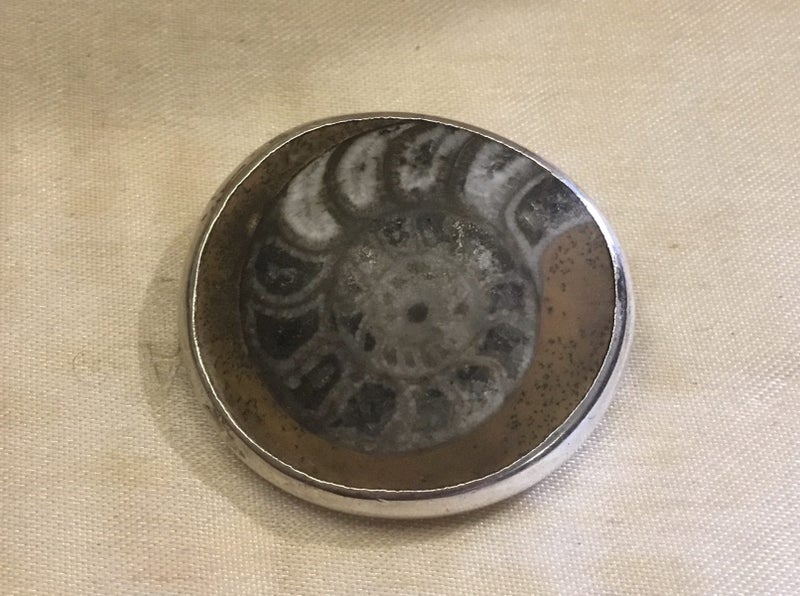 Vintage Sterling Silver & Ammonite Brooch (Made In NZ) Carousel 1