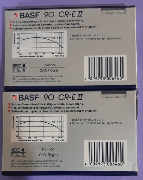 2 x BASF Chromdioxid Extra II 90min Type II Blank Audio Cassette Tapes (sealed) Carousel 2