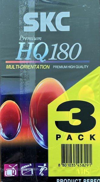 SKC Premium HQ - 180 Multi-Orientation set of 3 VHS Tapes. Sealed not used. Carousel 3