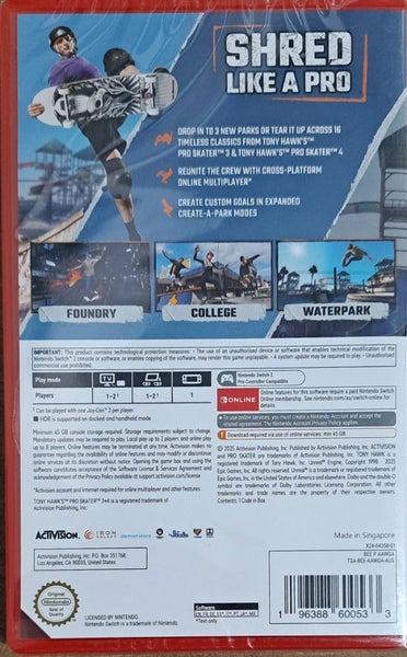 BRAND NEW Nintendo Switch 2 Game Tony Hawks Pro Skater 3+4 Carousel 2
