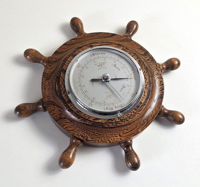 +++ VINTAGE NAUTICAL ENGLISH BAROMETER +++ Carousel 1