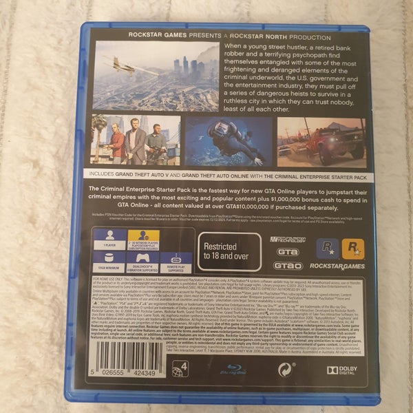 PS4-2x Grand Theft Auto V/5-PREMIUM Excellent Condition,Preowned, Original Case Carousel 3