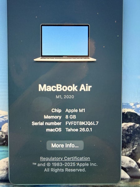 2020 M1 MacBook Air 8g ram 250g HD w/USB C Charger A233764335717383043114