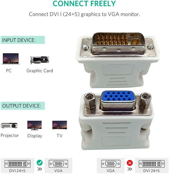 DVI To VGA Adaptor 24+5 Pin DVI-I Male To VGA Female Converter Carousel 2