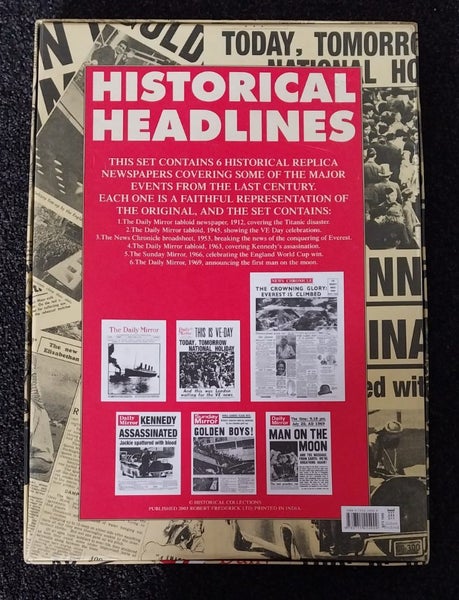 Historical Headlines - 6 Reprinted Newspapers in Box Carousel 2