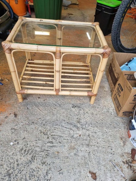 Two cane glass-top tables Carousel 2