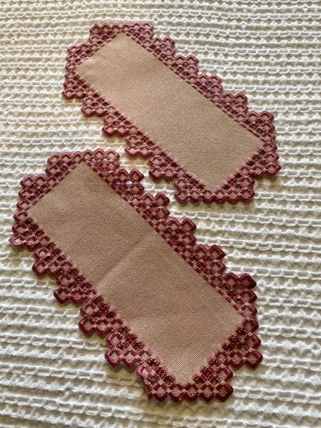 2 perfect, beautifully made little Hardanger Doilies Carousel 1
